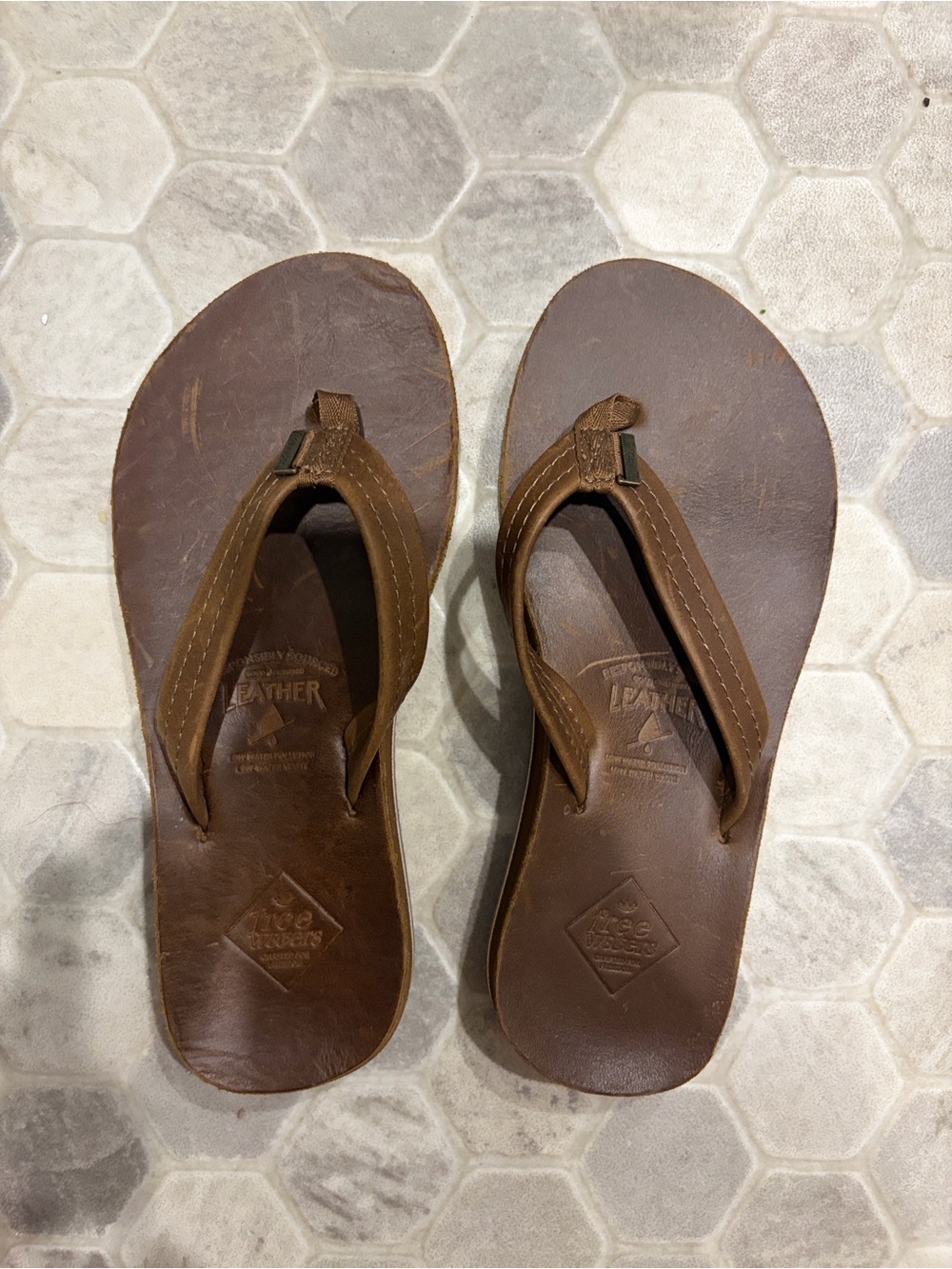 Free Waters Brown Leather Flip Flops - Classic Casual Sandals